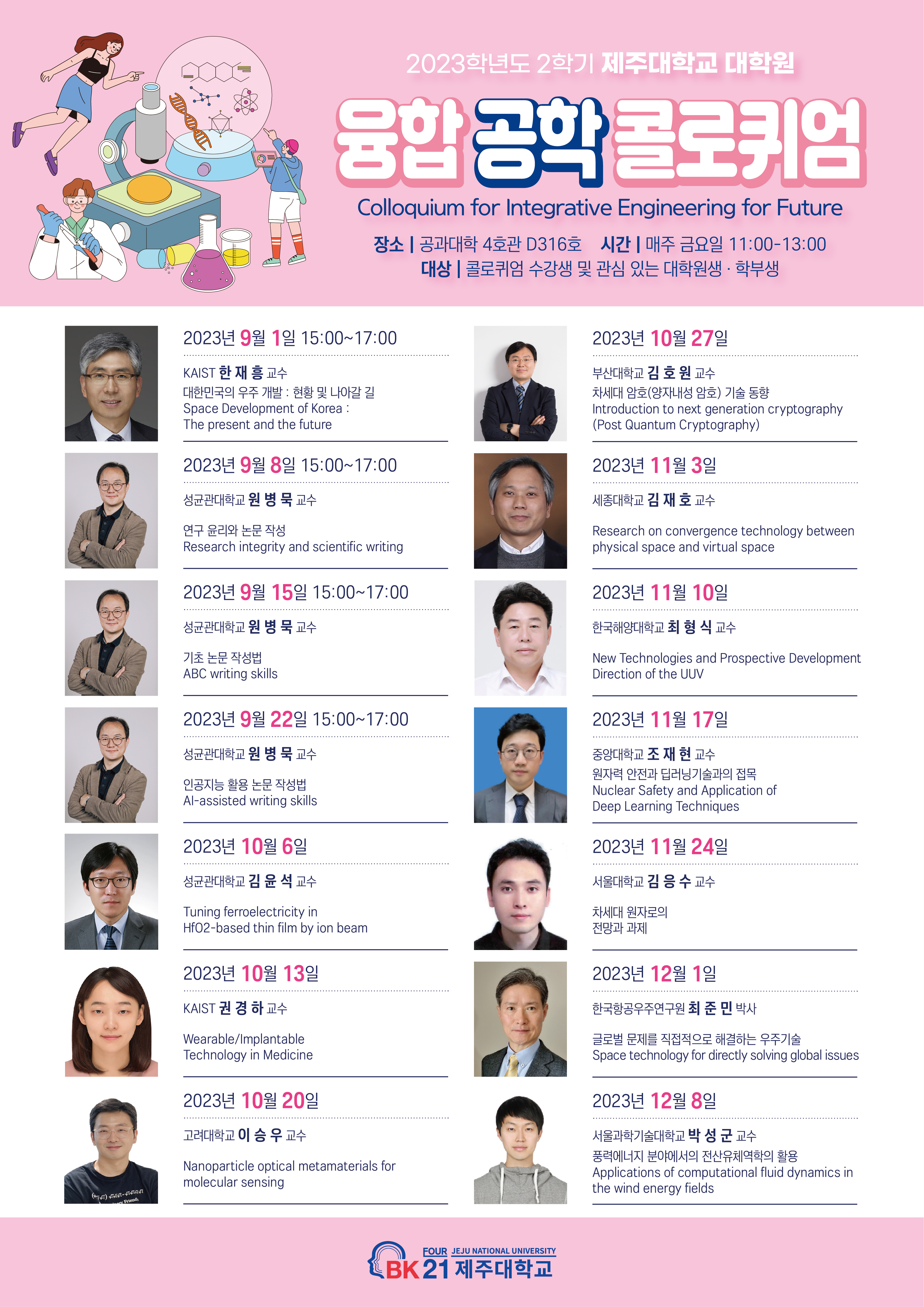 [BK21] 2023학년도 대학원 융합 콜로퀴엄 성균관대학교 원병묵 교수 강연 청강 신청 안내